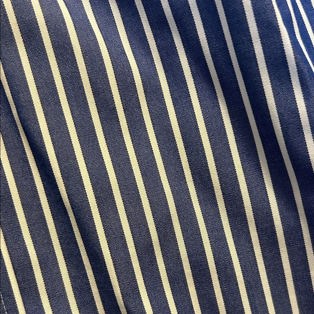 Thompson Shirtings for J. Crew Navy/White Striped Men’s Dress Shirt: Size Small